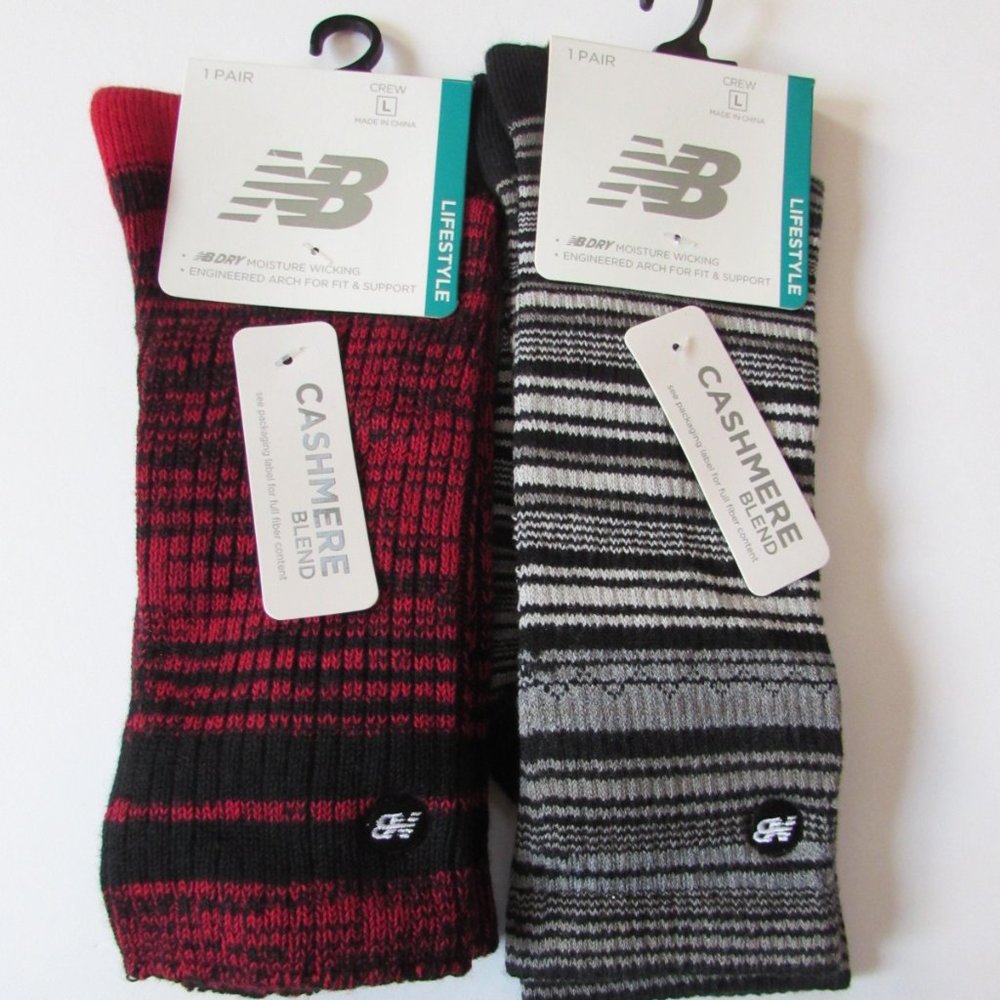 New Balance Unisex Lifestyle Dry Wick Arch Fit Cashmere Blend Crew Sock Bundle